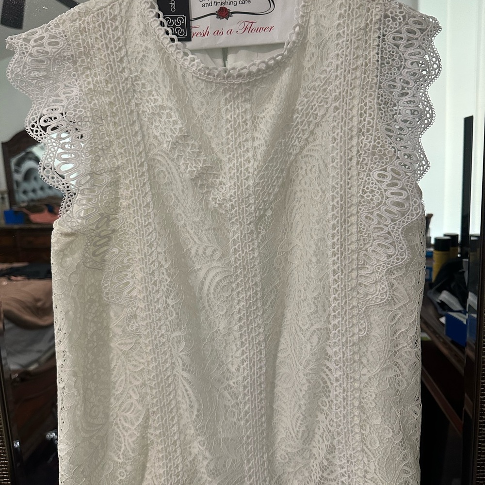 NWT White Lace Sleeveless Top by Cable & Gauge
